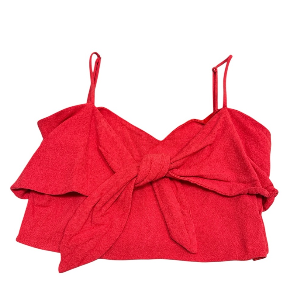 Red Minimalist Bow Tie Crop Top